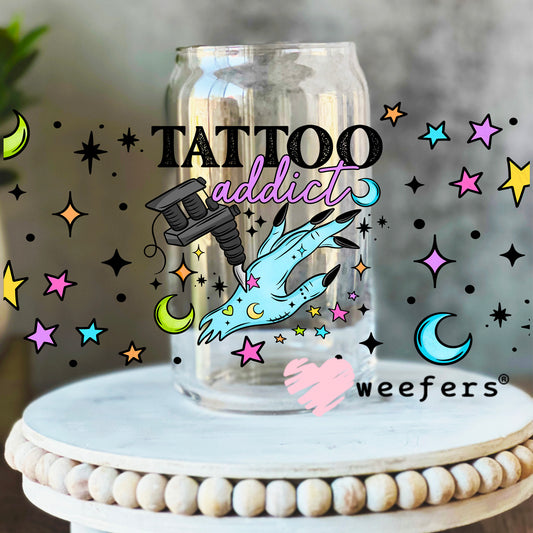 Tattoo Addict UV DTF Cup Wrap 16oz Libbey Glass Original Size Weefers