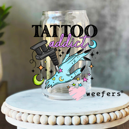 Tattoo Addict UV DTF Decal 16oz Libbey Glass Original Size Weefers