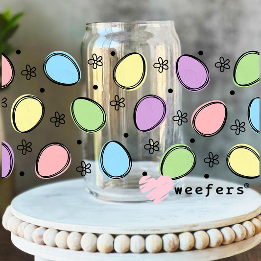 Colorful Easter Eggs UV DTF Cup Wrap 16oz Libbey Glass Original Size Weefers
