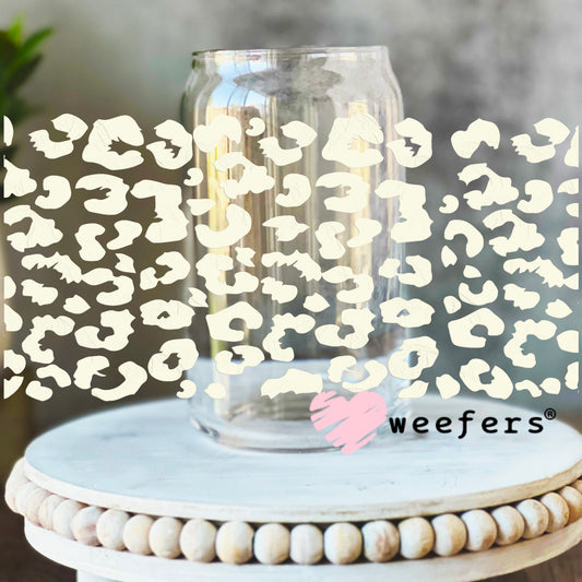 Cream Leopard UV DTF Cup Wrap 16oz Libbey Glass Original Size Weefers