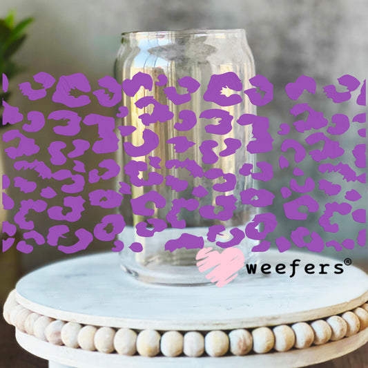 Purple Leopard UV DTF Cup Wrap 16oz Libbey Glass Original Size Weefers