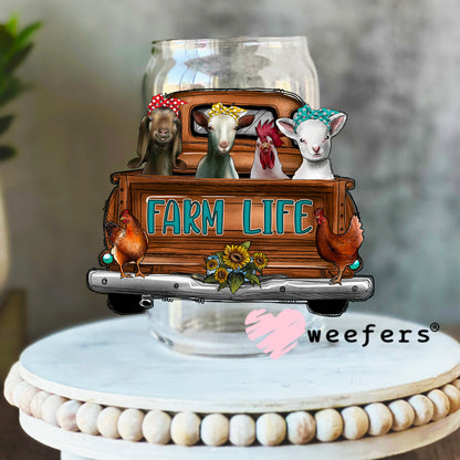 Farm Life UV DTF Decal 16oz Libbey Glass Original Size Weefers