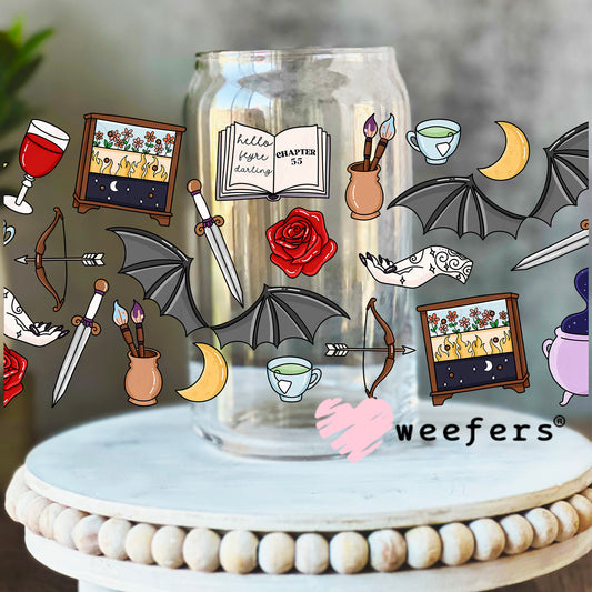 ACOTAR Favorite Things UV DTF Cup Wrap 16oz Libbey Glass Original Size Weefers
