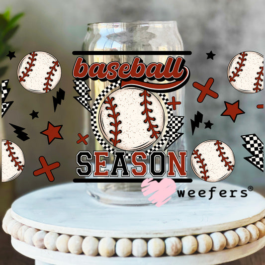 Baseball Season UV DTF Cup Wrap 16oz Libbey Glass Original Size Weefers