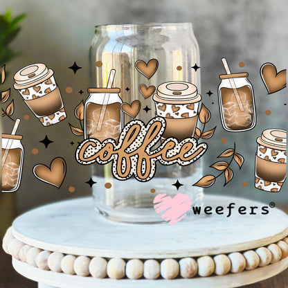 Coffee Latte My Heart UV DTF Cup Wrap 16oz Libbey Glass Original Size Weefers