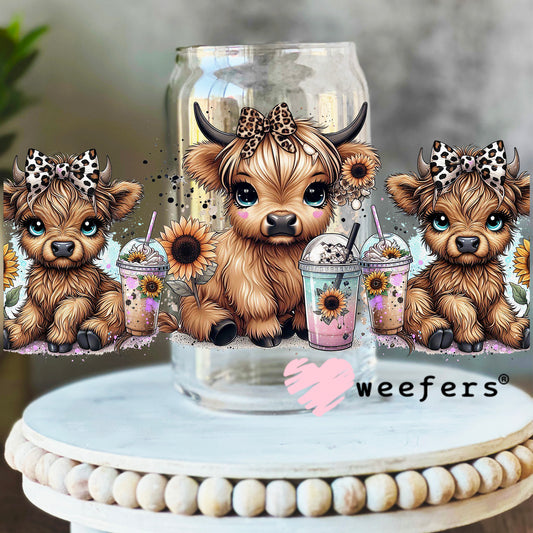 Baby Highlander Leopard Coffee UV DTF Cup Wrap 16oz Libbey Glass Original Size Weefers