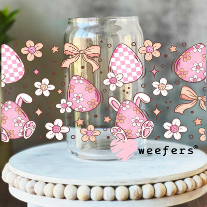 Easter Pink Eggs Bows UV DTF Cup Wrap 16oz Libbey Glass Original Size Weefers