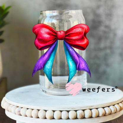 Mermaid Bow UV DTF Decal 16oz Libbey Glass Original Size Weefers