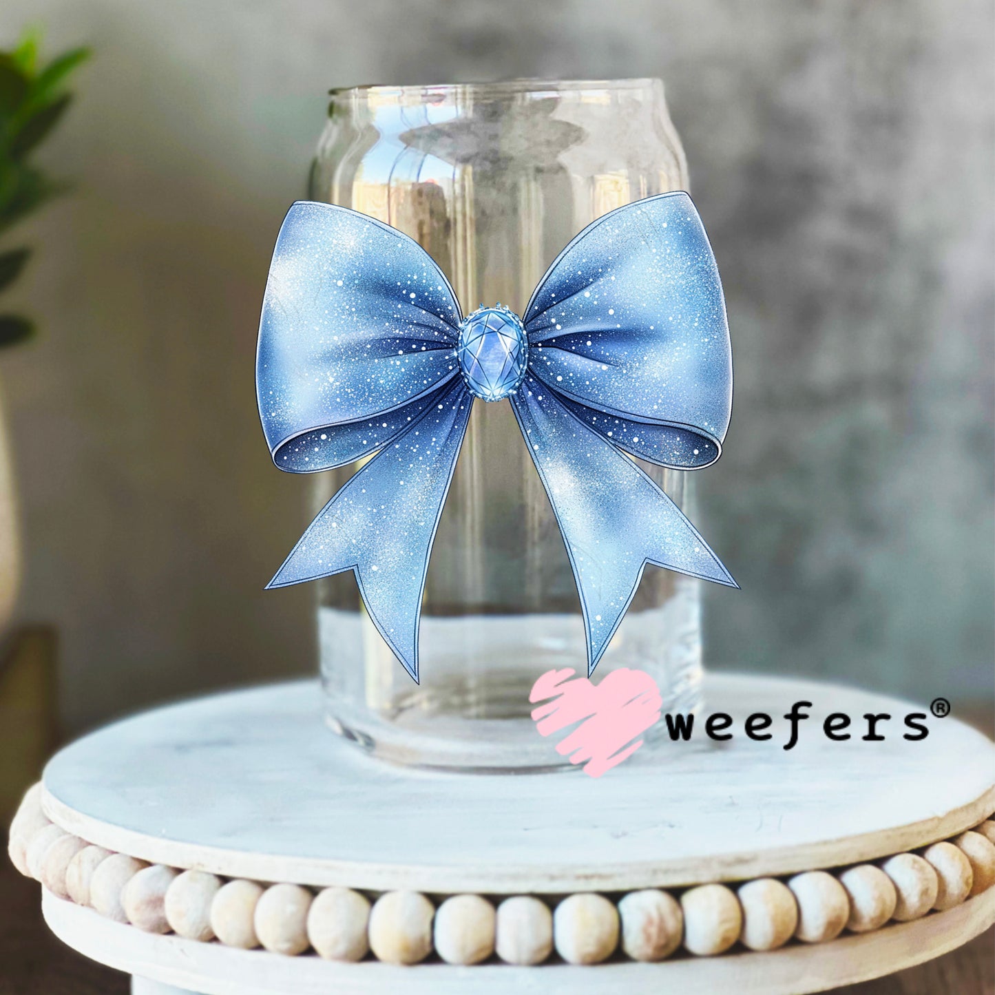 Cindyrella Bow UV DTF Decal 16oz Libbey Glass Original Size Weefers