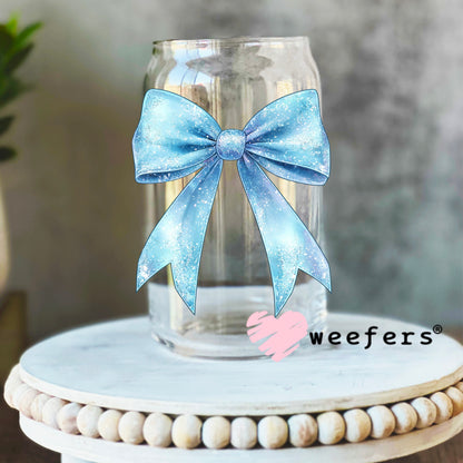 Elsa Bow UV DTF Decal 16oz Libbey Glass Original Size Weefers