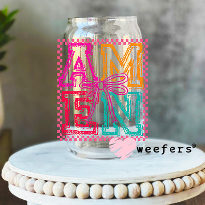 AMEN UV DTF Decal 16oz Libbey Glass Original Size Weefers