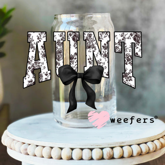 Aunt Black Toile UV DTF Decal 16oz Libbey Glass Original Size Weefers