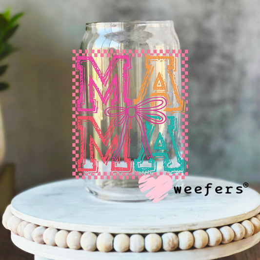MaMa Blocked Pastels UV DTF Decal 16oz Libbey Glass Original Size Weefers