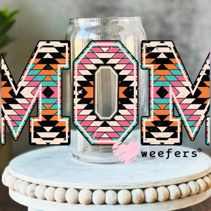 Mom Aztec UV DTF Decal 16oz Libbey Glass Original Size Weefers