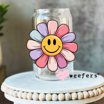 Multi-Color Smile Face UV DTF Decal 16oz Libbey Glass Original Size Weefers