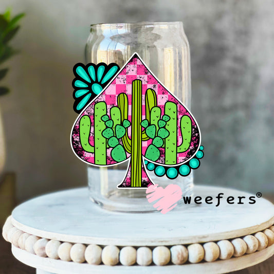 Colorful Desert Spade Turquoise UV DTF Decal 16oz Libbey Glass Original Size Weefers