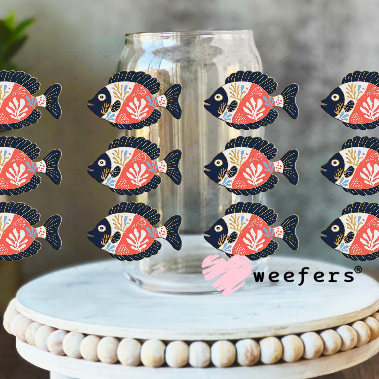 School of Blue and Coral Fishes UV DTF Cup Wrap - WEEFERS EXCLUSIVE WRAP Weefers