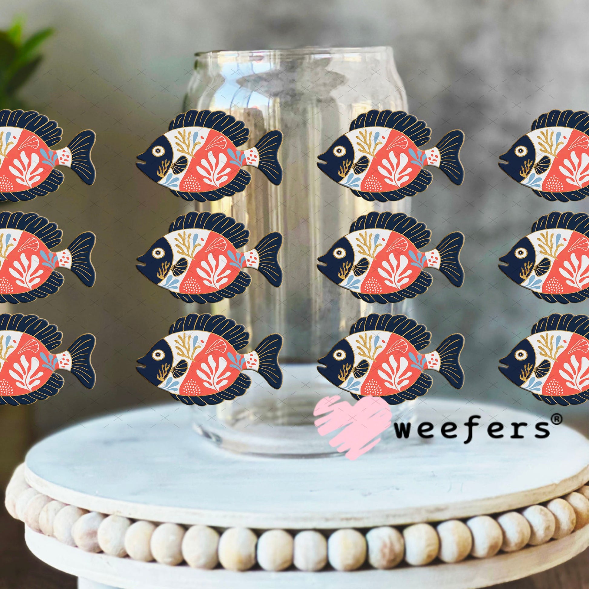 School of Blue and Coral Fishes UV DTF Cup Wrap - WEEFERS EXCLUSIVE WRAP Weefers