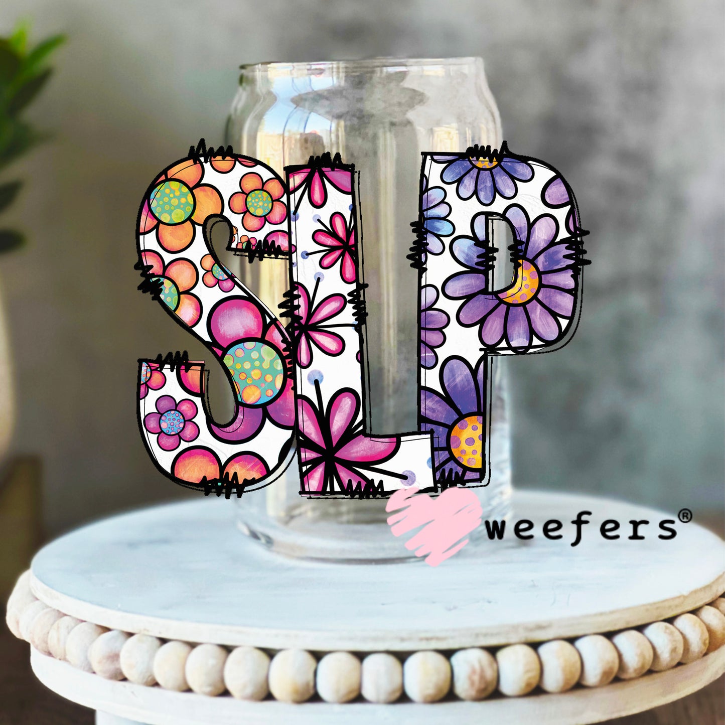 SLP Speech Language Pathologist UV DTF Decal 16oz Libbey Glass Original Size Weefers