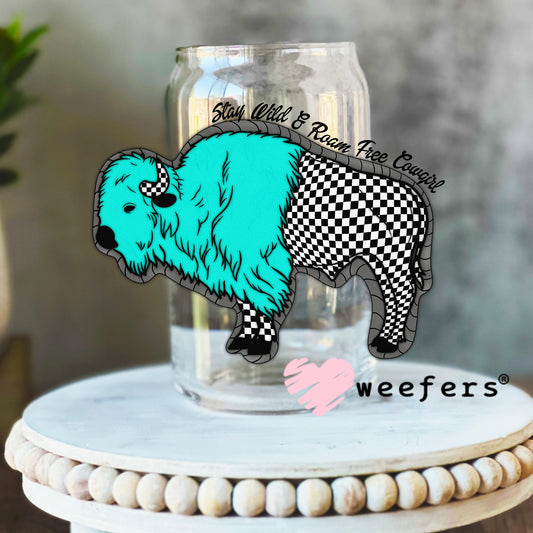 Stay Wild and Roam Free Cowgirl UV DTF Decal 16oz Libbey Glass Original Size Weefers