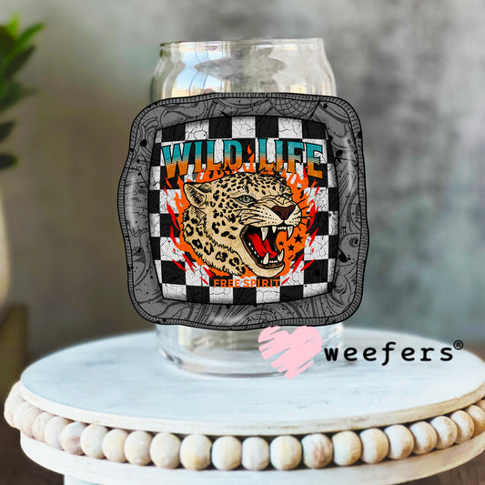 Wild Life Free Spirit UV DTF Decal 16oz Libbey Glass Original Size Weefers