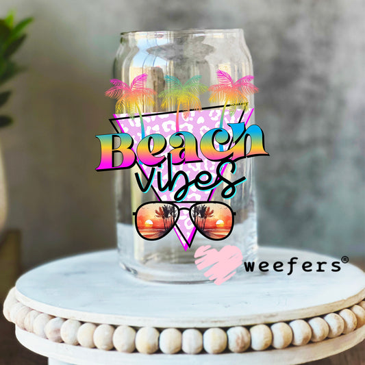 Beach Vibes UV DTF Decal 16oz Libbey Glass Original Size Weefers