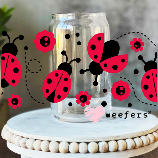 Lady Bug Friends UV DTF Cup Wrap 16oz Libbey Glass Original Size Weefers