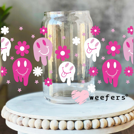 Pink Melting Faces UV DTF Cup Wrap 16oz Libbey Glass Original Size Weefers