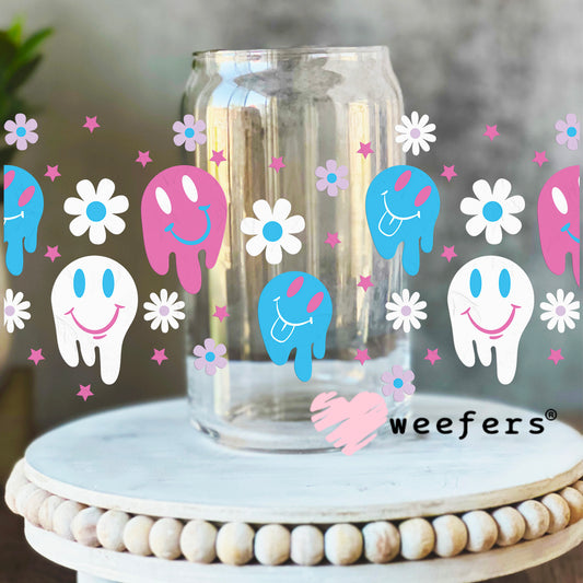 Pink and Blue Melting Faces UV DTF Cup Wrap 16oz Libbey Glass Original Size Weefers