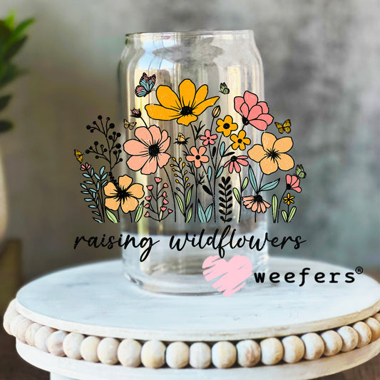 Raising Wildflowers UV DTF Decal 16oz Libbey Glass Original Size Weefers