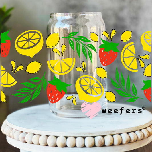 Lemons and Strawberries UV DTF Cup Wrap 16oz Libbey Glass Original Size Weefers
