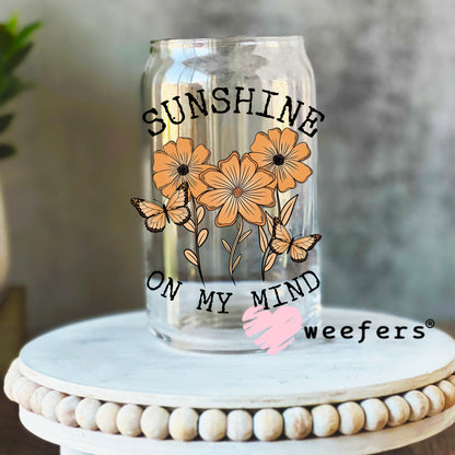 Sunshine on My Mind UV DTF Decal 16oz Libbey Glass Original Size Weefers