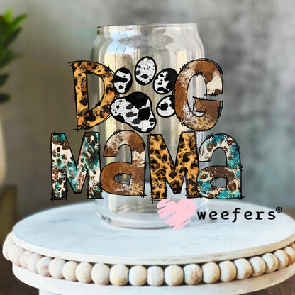 Dog Mama Western UV DTF Decal 16oz Libbey Glass Original Size Weefers