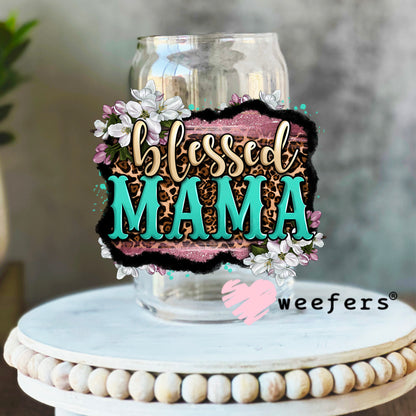 Blessed Mama UV DTF Decal 16oz Libbey Glass Original Size Weefers