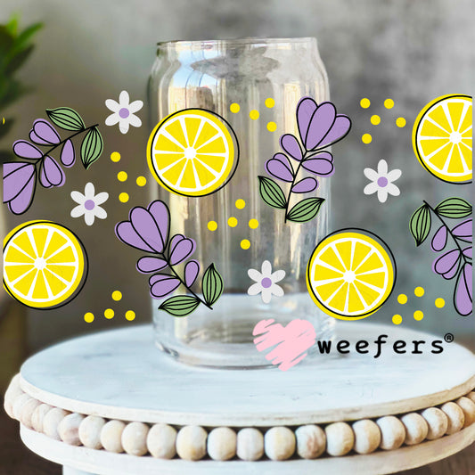 Lemons and Lavender UV DTF Cup Wrap 16oz Libbey Glass Original Size Weefers