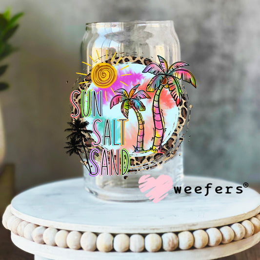 Sun Salt Sand Beach Vibes UV DTF Decal 16oz Libbey Glass Original Size Weefers