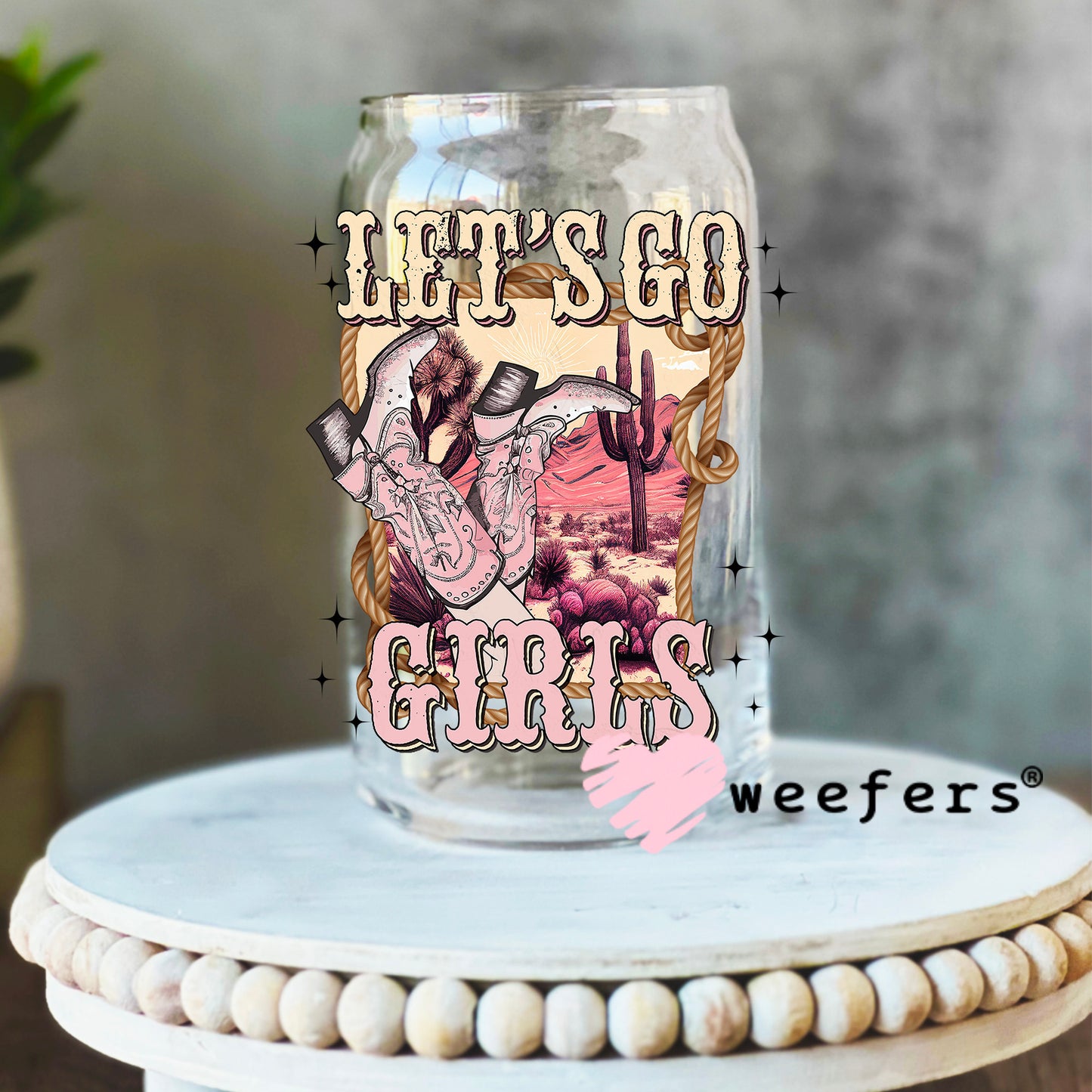 Let's Go Girls UV DTF Decal 16oz Libbey Glass Original Size Weefers