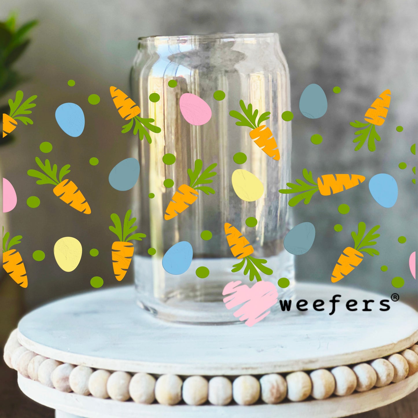 Easter Carrots and Eggs UV DTF Cup Wrap 16oz Libbey Glass Original Size Weefers