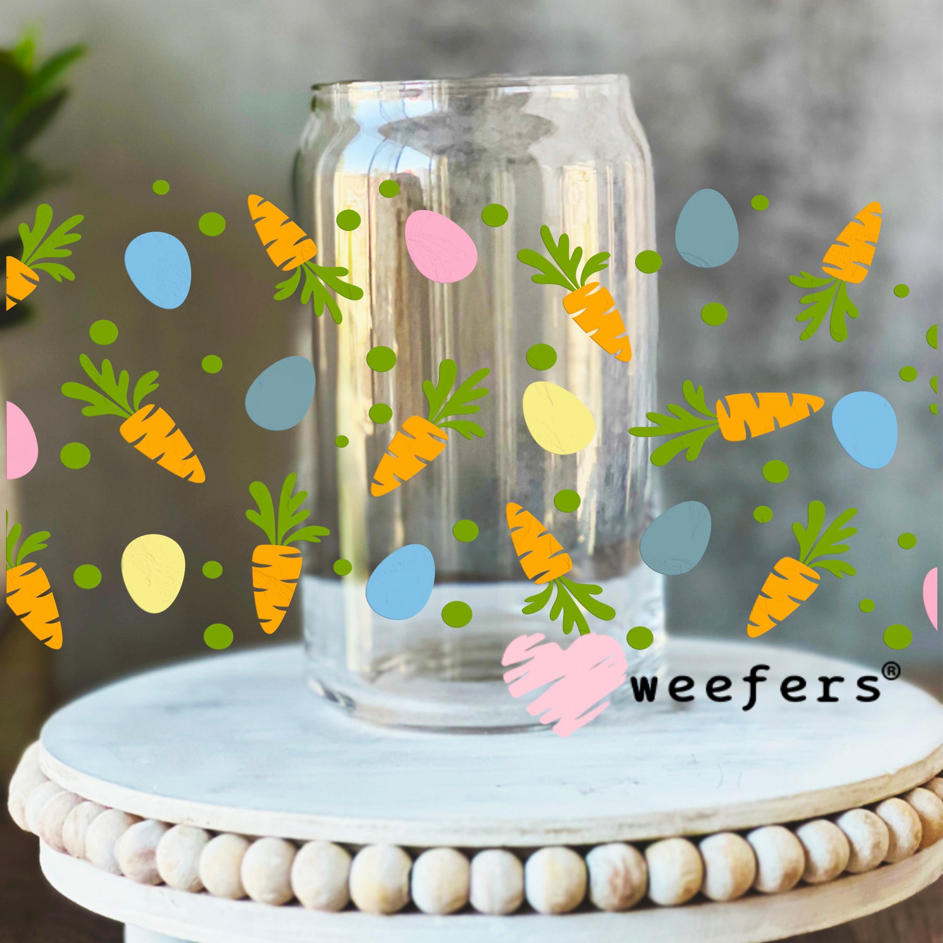 Easter Carrots and Eggs UV DTF Cup Wrap 16oz Libbey Glass Original Size Weefers