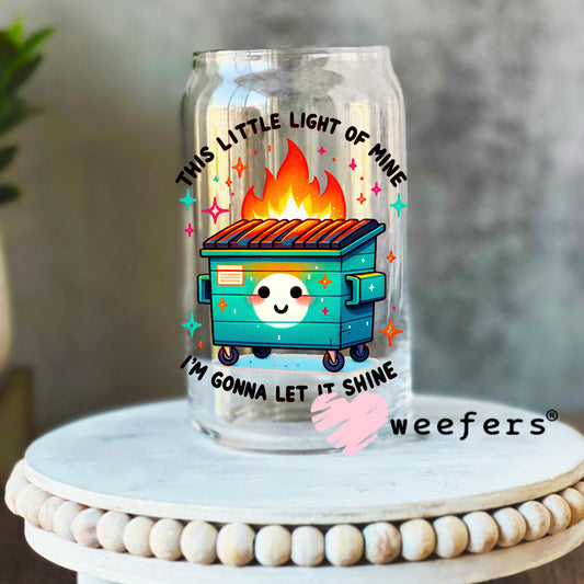This Little Light of Mine I'm Gonna Let It Shine UV DTF Decal 16oz Libbey Glass Original Size Weefers