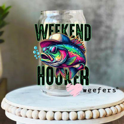 Weekend Hooker Fisherman UV DTF Decal 16oz Libbey Glass Original Size Weefers