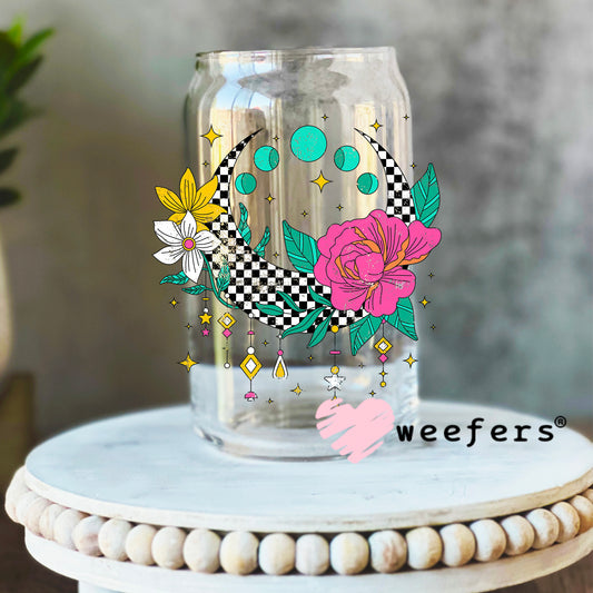 Checkered Dream Catcher Flower UV DTF Decal 16oz Libbey Glass Original Size Weefers