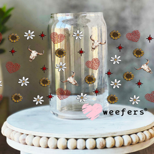 Red Mama Denim Round Sidekick UV DTF Cup Wrap - WEEFERS EXCLUSIVE WRAP 16oz Libbey Glass Original Size Cup Wrap Weefers