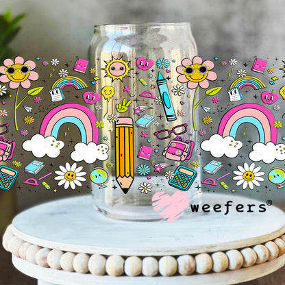 Teacher Vibes UV DTF Cup Wrap - WEEFERS EXCLUSIVE WRAP 16oz Libbey Glass Original Size Cup Wrap Weefers