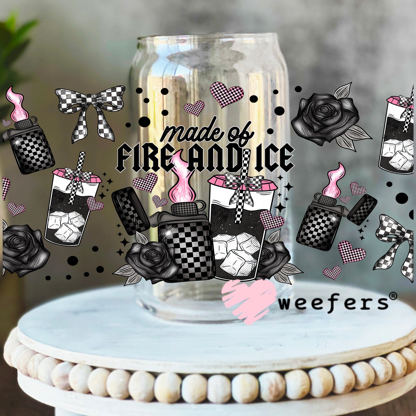 Made of Fire and Ice UV DTF Cup Wrap 16oz Libbey Glass Original Size Weefers