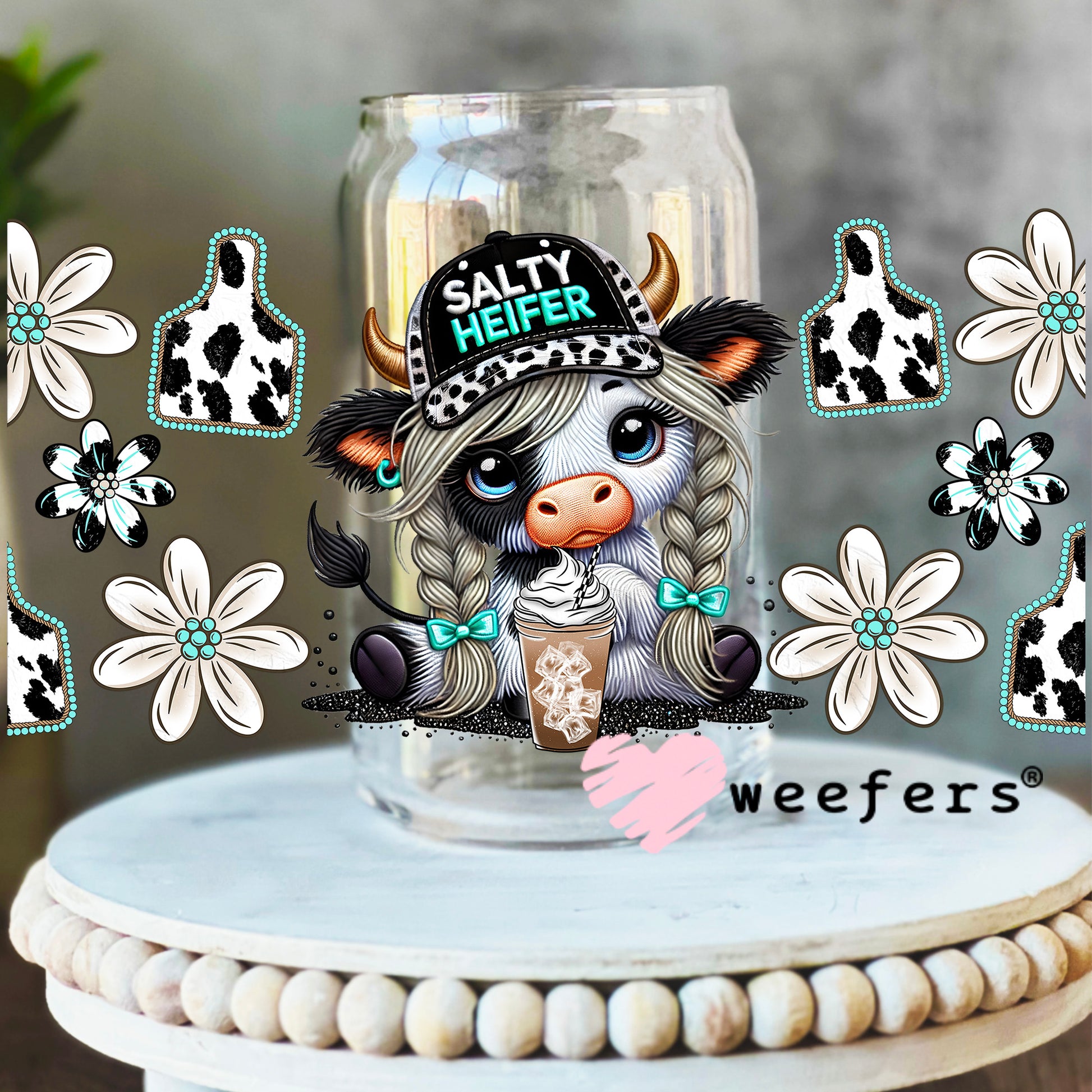 Salty Heifer UV DTF Cup Wrap 16oz Libbey Glass Original Size Weefers