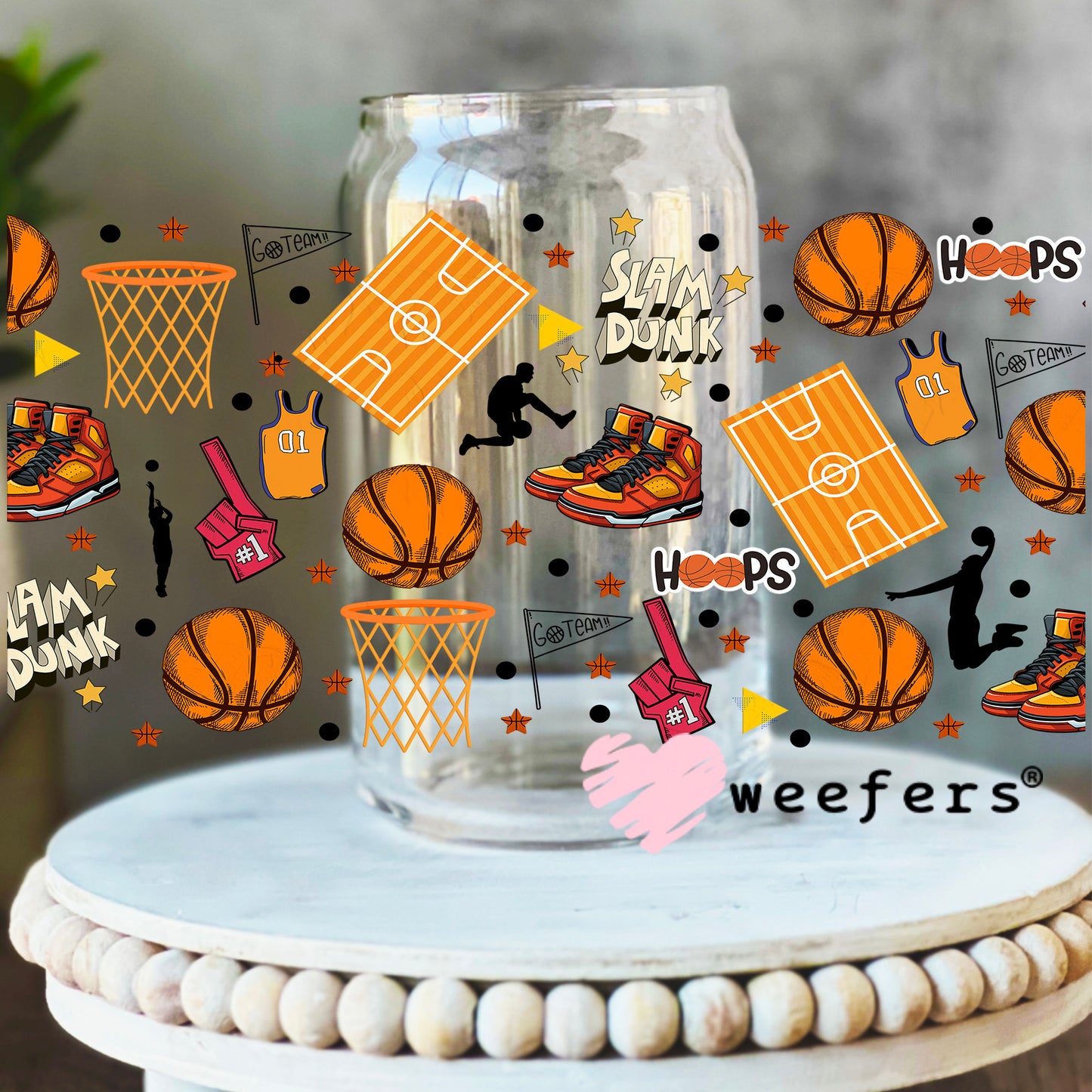 Basketball Player Favorite Things UV DTF Cup Wrap - WEEFERS EXCLUSIVE WRAP 16oz Libbey Glass Original Size Weefers