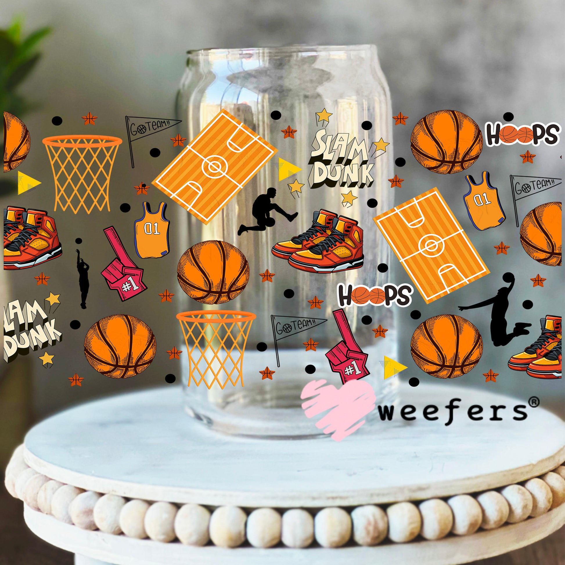 Basketball Player Favorite Things UV DTF Cup Wrap - WEEFERS EXCLUSIVE WRAP 16oz Libbey Glass Original Size Weefers