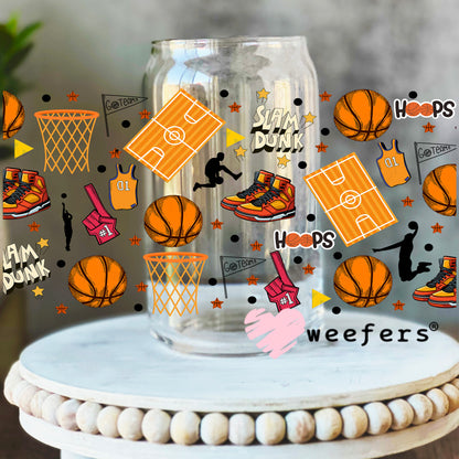 Basketball Player Favorite Things UV DTF Cup Wrap - WEEFERS EXCLUSIVE WRAP 16oz Libbey Glass Original Size Weefers
