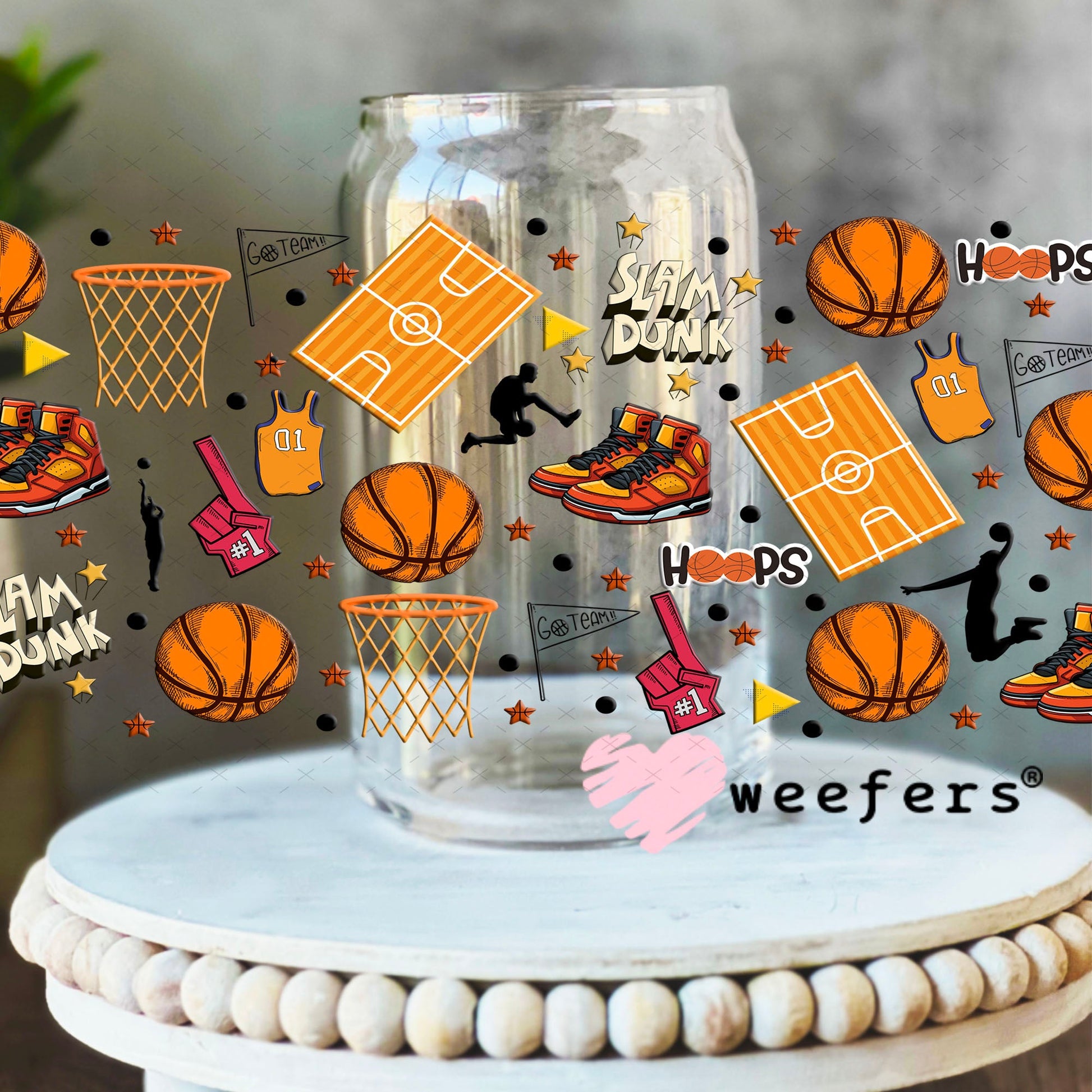 Basketball Player Favorite Things UV DTF Cup Wrap - WEEFERS EXCLUSIVE WRAP 16oz Libbey Glass Original Size Cup Wrap Weefers